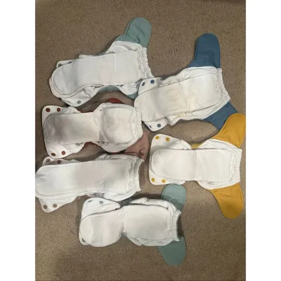 Lot of 6 Grovia Multicolor Buttah Velour AIO Organic Cloth Diapers One Size - Picture 2 of 6
